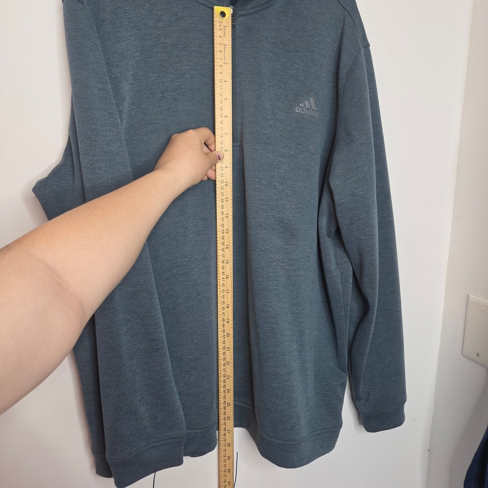 Adidas Golf Mens 2XL Blue Heathered Quarter Zip Pullover Sweatshirt Activewear